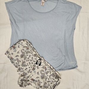 Light Blue Top and Floral Shorts Set